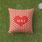 Red Heart Patronen Monogrammen Gold Glitter Cute Buitenkussen (Gras)