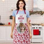 Red Heart Pattern Best mam Photo Moeder Day Schort<br><div class="desc">Red Heart Pattern Best mam Foto Moeder's Day Apron. Met de hand getrokken rood en roze harten. Voeg je foto toe. Sweet keepasepron voor een moeder.</div>