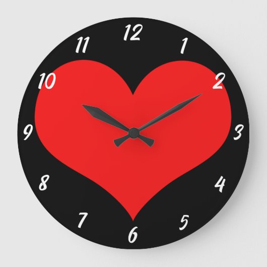 Red Heart Pattern Black Cute Valentijnsdag Gift Grote Klok (Voorkant)
