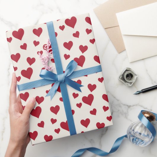 Red Heart Pattern Cadeaupapier (Geschenken)