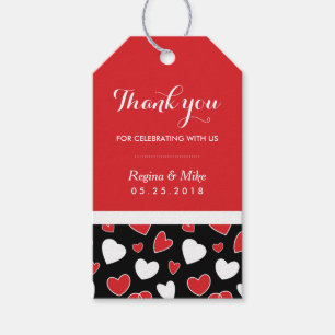 Red Heart Pattern Doodles Wedding Favor Gift Label Cadeaulabel