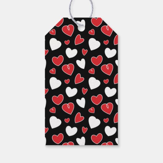 Red Heart Pattern Doodles Wedding Favor Gift Label Cadeaulabel (Achterkant)