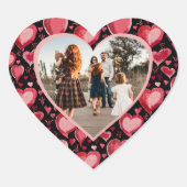 Red Heart Pattern Foto Valentijn day Hart Sticker (Voorkant)