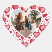 Red Heart Pattern Foto Valentijn day Hart Sticker (Voorkant)