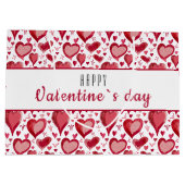 Red Heart Pattern Happy Valentijn Day Groot Cadeauzakje (Achterkant)