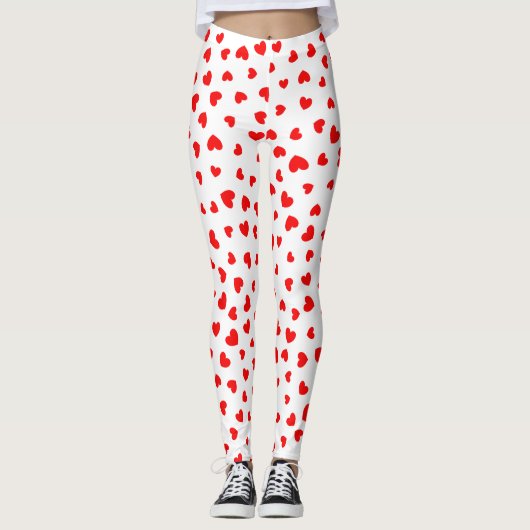 Red Heart Pattern Leggings (Voorkant)