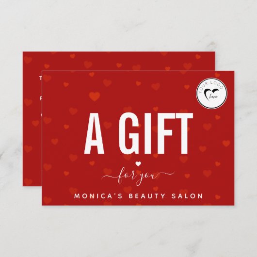 Red Heart Pattern & Logo Romantic (Voorkant / Achterkant)