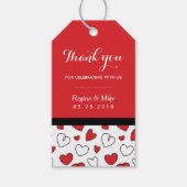 Red Heart Pattern Love Doodles Wedding Gift Labels Cadeaulabel (Voorkant)