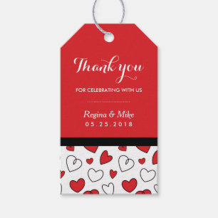 Red Heart Pattern Love Doodles Wedding Gift Labels Cadeaulabel
