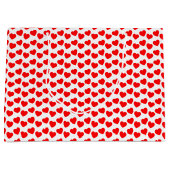 Red Heart Pattern op White Large Gift Bag Groot Cadeauzakje (Voorkant)
