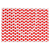 Red Heart Pattern op White Large Gift Bag Groot Cadeauzakje (Achterkant)