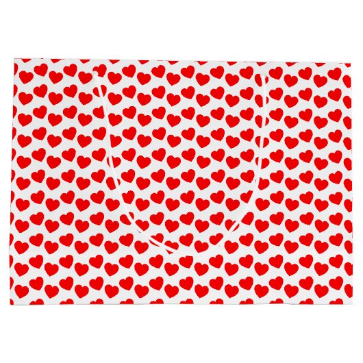 Red Heart Pattern op White Large Gift Bag Groot Cadeauzakje (Achterkant)