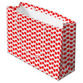 Red Heart Pattern op White Large Gift Bag Groot Cadeauzakje (Achterkant Gekanteld)