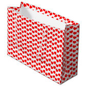Red Heart Pattern op White Large Gift Bag Groot Cadeauzakje (Voorkant Gekanteld)