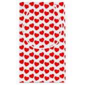 Red Heart Pattern op White Small Gift Bag Klein Cadeauzakje (Achterkant)