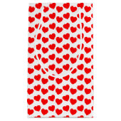 Red Heart Pattern op White Small Gift Bag Klein Cadeauzakje (Voorkant)