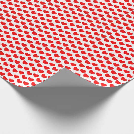 Red Heart Pattern op White Wrapping Paper Cadeaupapier (Hoek)