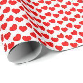 Red Heart Pattern op White Wrapping Paper Cadeaupapier (Rol Hoek)