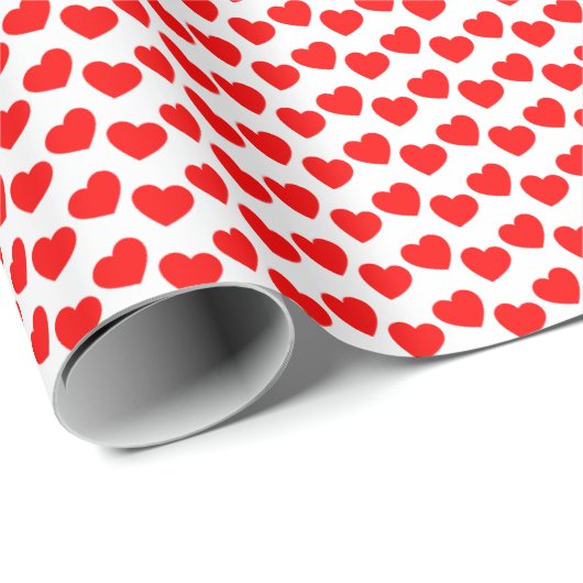 Red Heart Pattern op White Wrapping Paper Cadeaupapier (Rol Hoek)