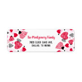 Red Heart Pattern Persoonlijke Valentijn Etiket (Voorkant)