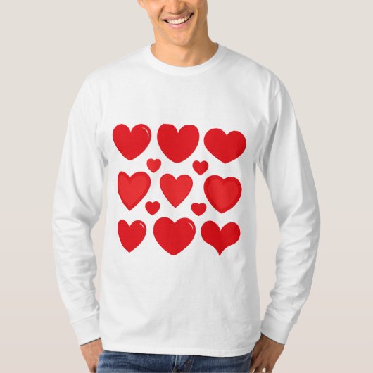 Red Heart Pattern - Romantische Valentijn's Day T- T-shirt (Voorkant)