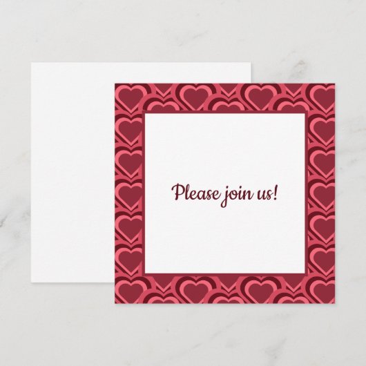 Red Heart Pattern Save The Date (Voorkant / Achterkant)