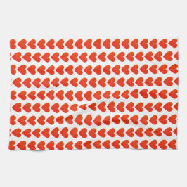 Red Heart Pattern Theedoek