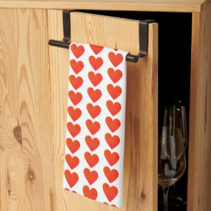 Red Heart Pattern Theedoek
