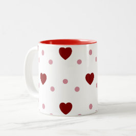 Red Heart Pattern Valentijn Tweekleurige Koffiemok