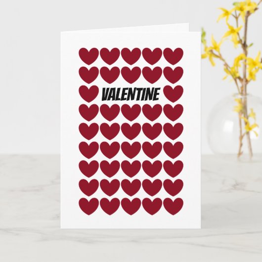 Red Heart Pattern, Valentijnsdag Kaart (Gele Bloem)