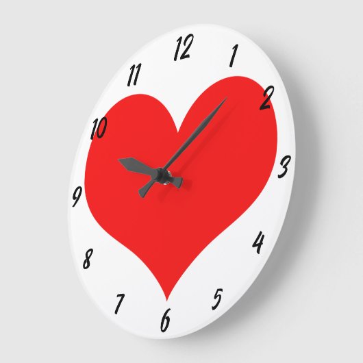Red Heart Pattern White Cute Valentijnsdag Gift Grote Klok (Hoek)