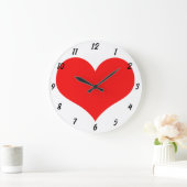 Red Heart Pattern White Cute Valentijnsdag Gift Grote Klok (Huis)