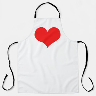 Red Heart Pattern White Modern Cute Gift 2023 Schort