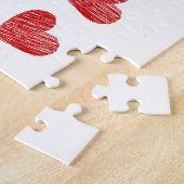 Red Heart Patterned Puzzle Legpuzzel (Zijkant)