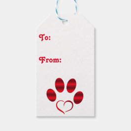 Red Heart Paw Cadeaulabel