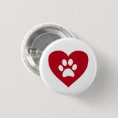 Red Heart Paw Print Button (Voorkant /achterkant)