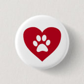 Red Heart Paw Print Button (Voorkant)