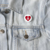Red Heart Paw Print Button (In situ)