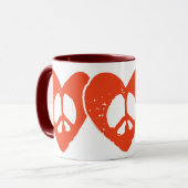 Red Heart Peace Sign Mok (Voorkant links)