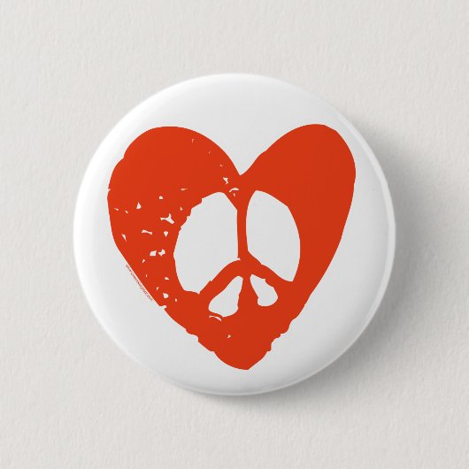 Red Heart Peace Sign Ronde Button 5,7 Cm (Voorkant)