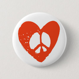 Red Heart Peace Sign Ronde Button 5,7 Cm