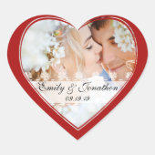 Red Heart Photo Wedding Stickers (Voorkant)