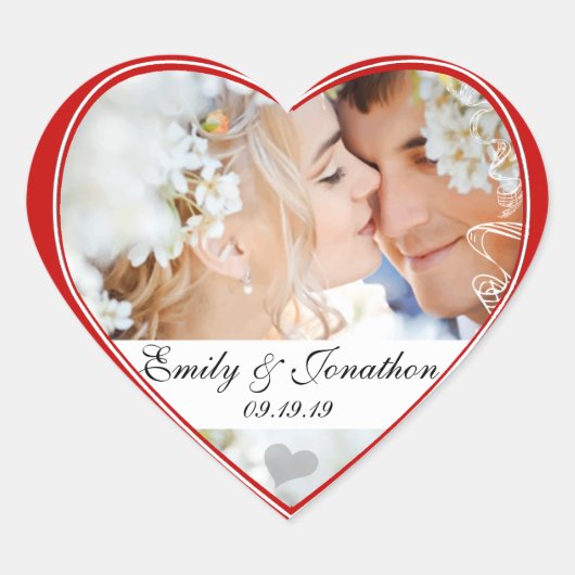 Red Heart Photo Wedding Stickers (Voorkant)