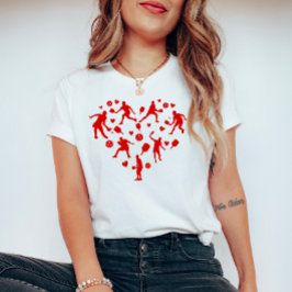 Red Heart Pickleball-liefhebber T-shirt