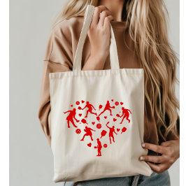 Red Heart Pickleball-liefhebber Tote Bag