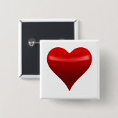 Red Heart Pin Vierkante Button 5,1 Cm (Voorkant /achterkant)