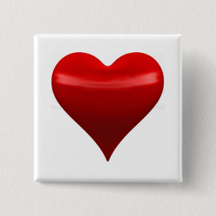 Red Heart Pin Vierkante Button 5,1 Cm