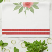 Red Heart Pink Roses Valentine's Day Theedoek (Gevouwen)