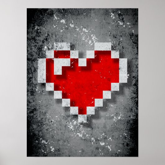 Red Heart Pixel Poster (Voorkant)