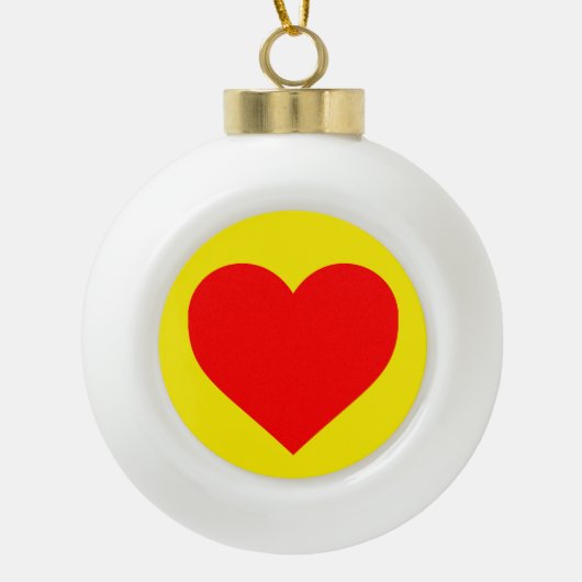 Red Heart Pop Art Keramische Bal Ornament (Voorkant)